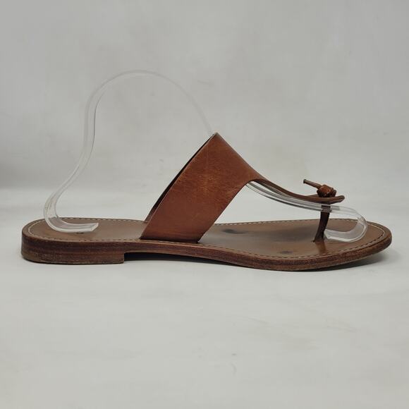 CELINE Lerins Sandals IT41 US11 Brown Leather Thong Knot Flats Slides Slip On - Picture 7 of 13
